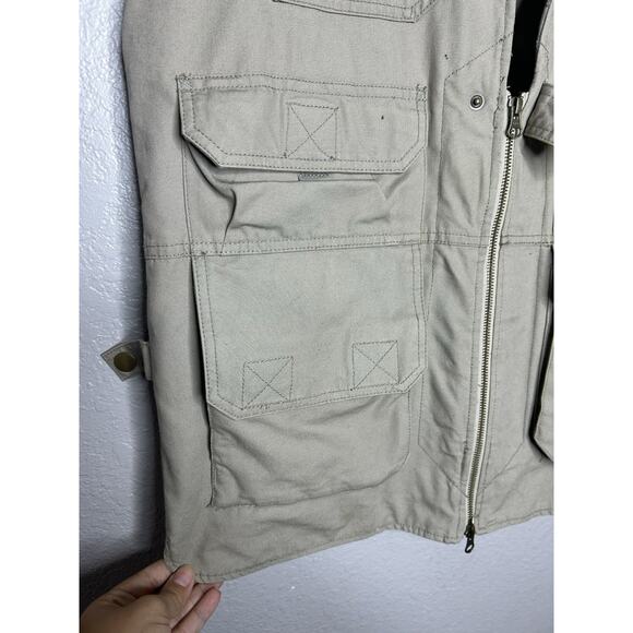 5.11 Tactical Series Tan Canvas Vest Pockets Button Zip Outdoor Hunting Medium - Picture 4 of 7